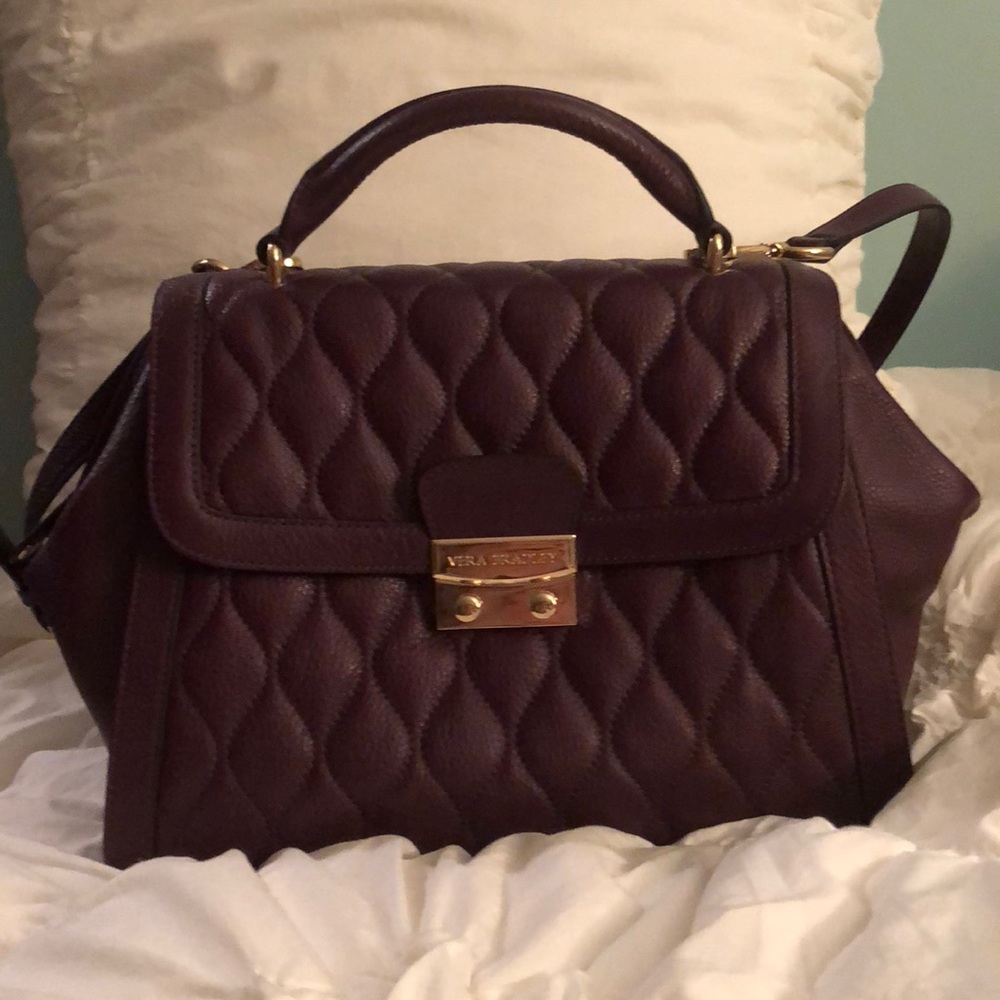 Vera Bradley Stella aubergine leather handbag